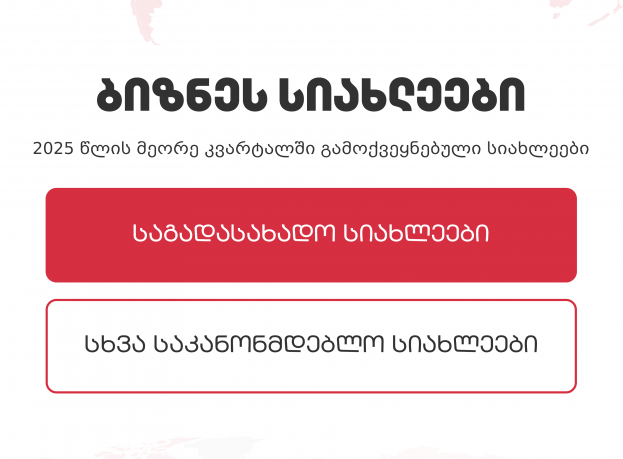 ბიზნეს სიახლეები (2025 წლის მეორე კვარტლის საკანონმდებლო ცვლილებების მიმოხილვა)